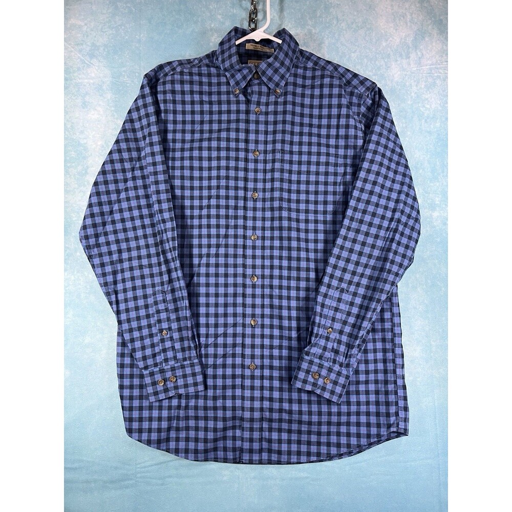 Mens Medium Tall LL BEAN Plaid Cotton Flannel Shirt Blue